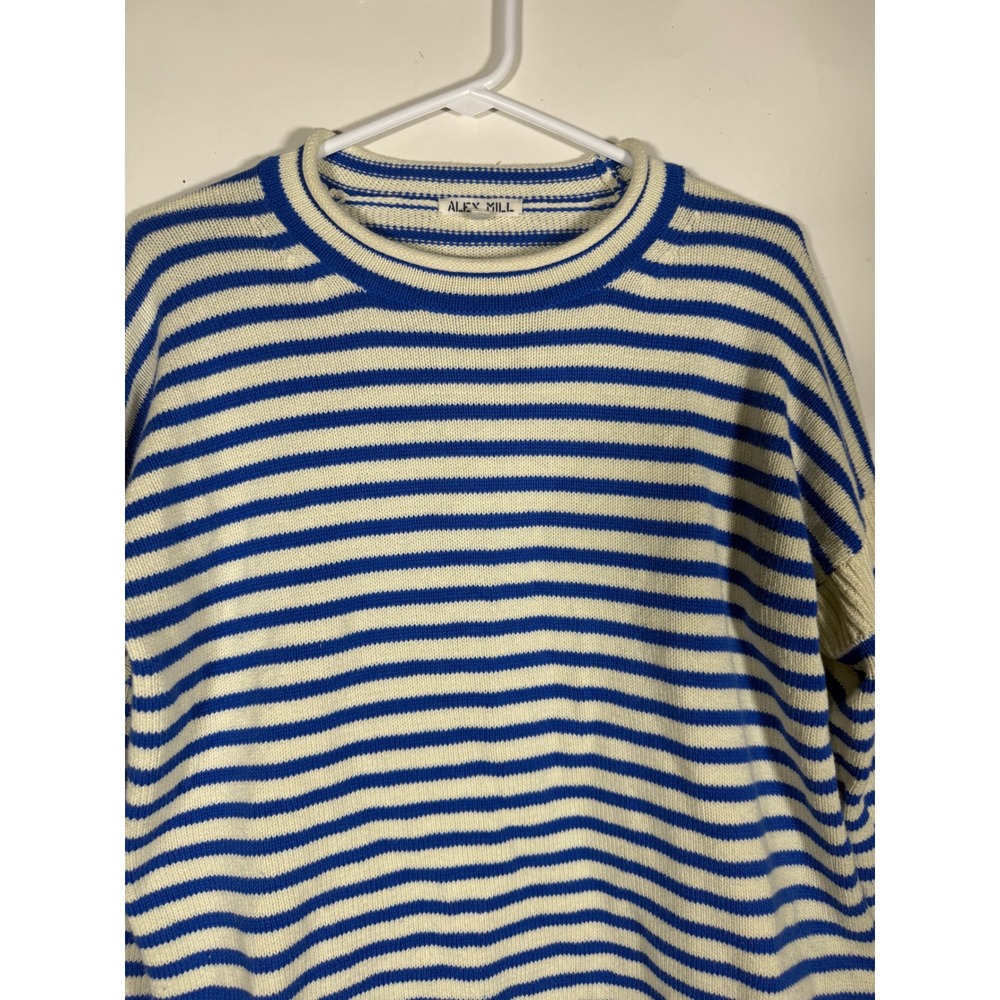 Alex Mill Womens Striped Knit Crewneck Sweater Blue Ivory Size M